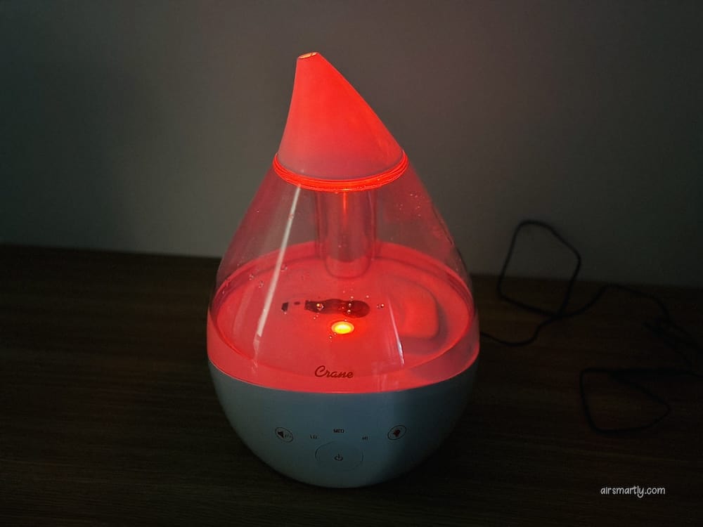 Crane 4-In-1 Drop Ultrasonic Cool Mist Humidifier light